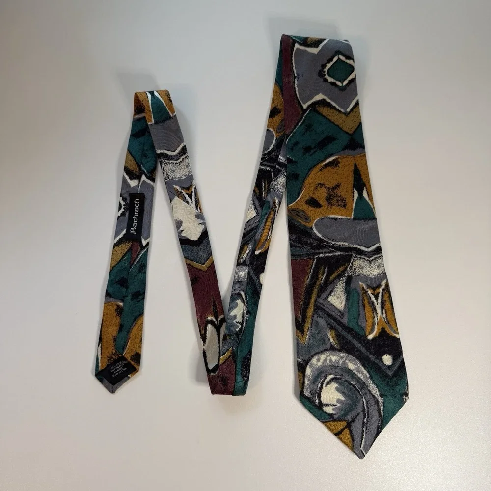 Vtg Screenplay by Martin Wong Mens Tie 100% Silk USA‎ Art Deco 56